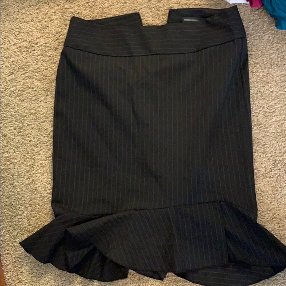 Pin stripe flare bottom midi pencil skirt